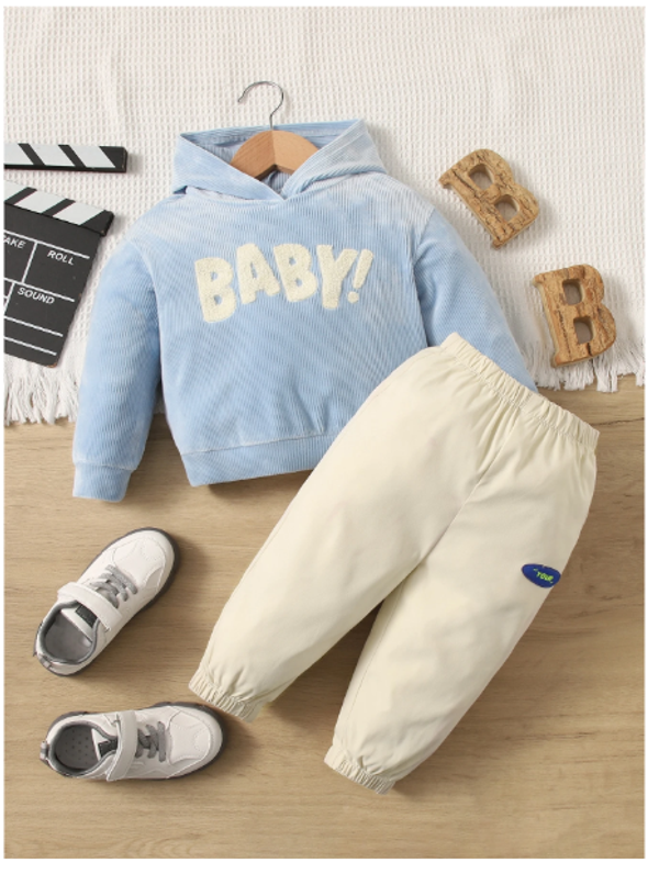 Baby Boy Letter Graphic Hoodie & Sweatpants