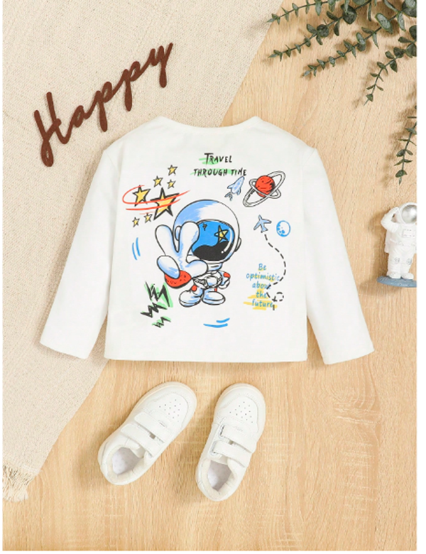  Baby Boy Cartoon & Slogan Graphic Tee