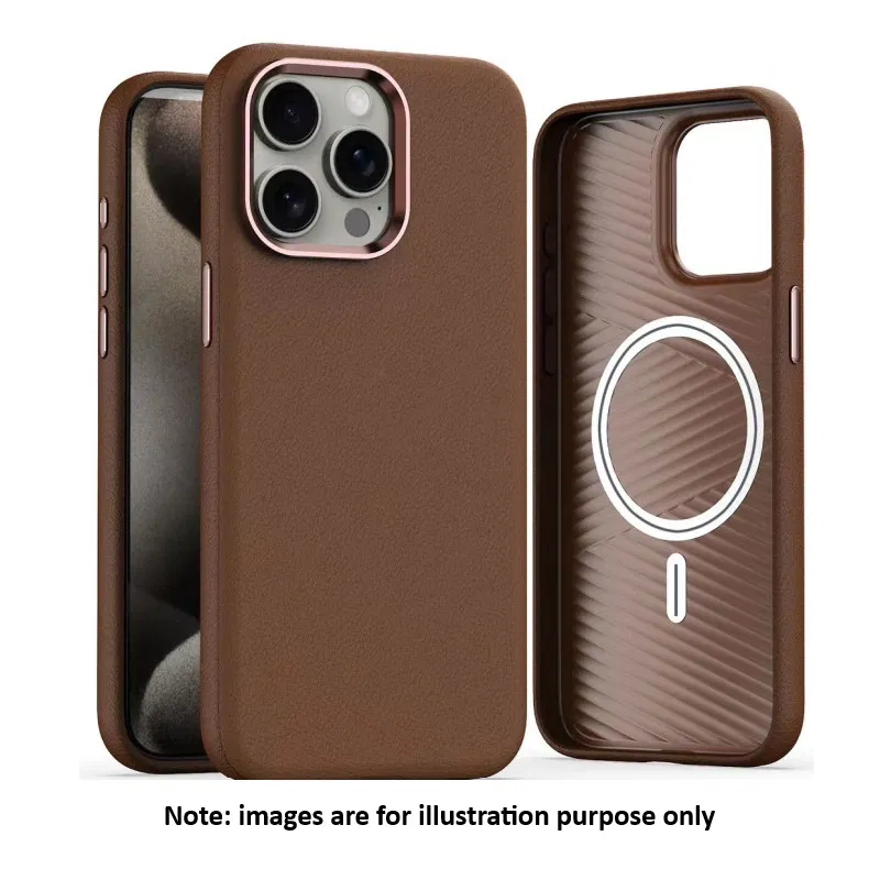 iPhone 16 Brown PU Leather Back Case With Magsafe