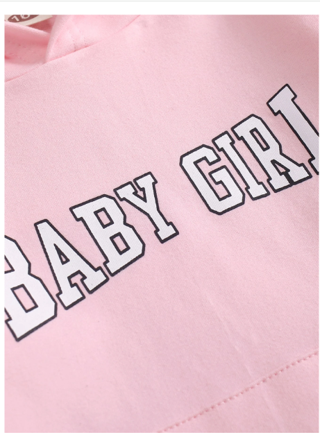 Toddler Girls Letter Graphic Kangaroo Pocket Hoodie With Sweatpants Carousel 2