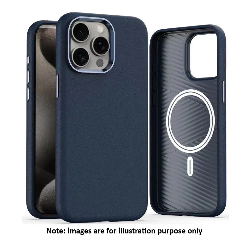 iPhone 16 Blue PU Leather Back Case With Magsafe