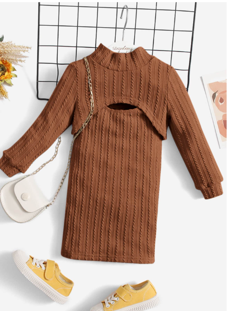 Baby Girl Textured Tank Dress & Mock Neck High Low Pullover Carousel 5