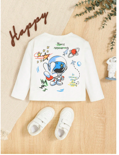 Baby Boy Cartoon & Slogan Graphic Tee