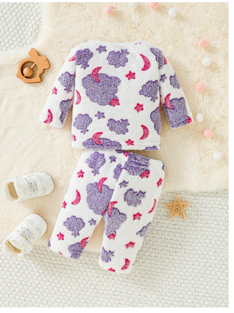 Baby Girl Cartoon Graphic Tee & Pants