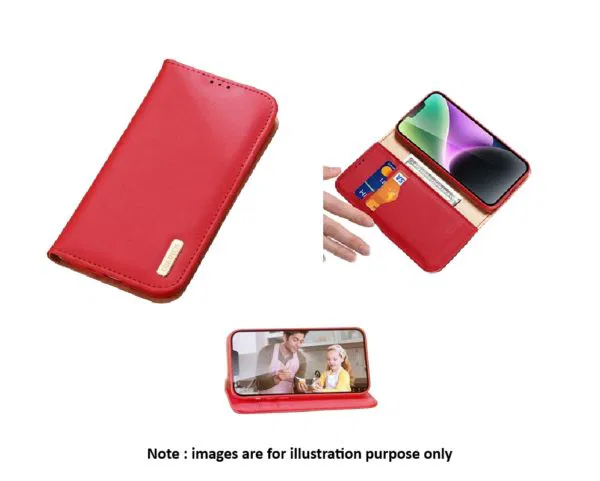 iPhone 16 Red Dux Hivo Leather Wallet Luxury Leather Wallet Case