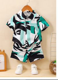 Toddler Boys Allover Print Shirt & Shorts