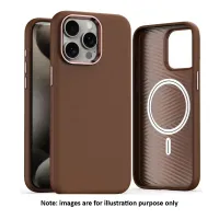 iPhone 16 Brown PU Leather Back Case With Magsafe
