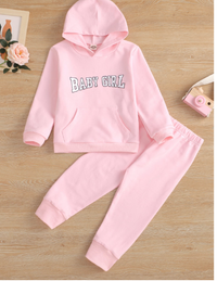 Toddler Girls Letter Graphic Kangaroo Pocket Hoodie With Sweatpants