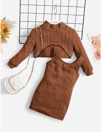  Baby Girl Textured Tank Dress & Mock Neck High Low Pullover Carousel 4