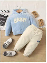 Baby Boy Letter Graphic Hoodie & Sweatpants