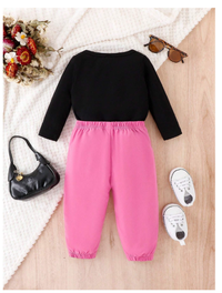 Baby Girl Car & Letter Graphic Tee & Flap Pocket Pants Carousel 1